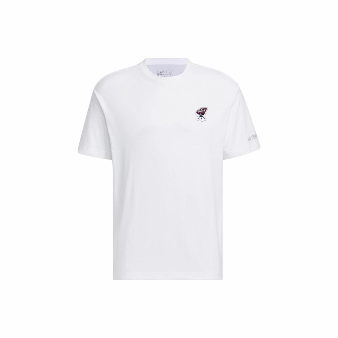 adidas Cartoon Embroidered Sports Crew Neck Short Sleeve T-Shirt, Men s, White XL