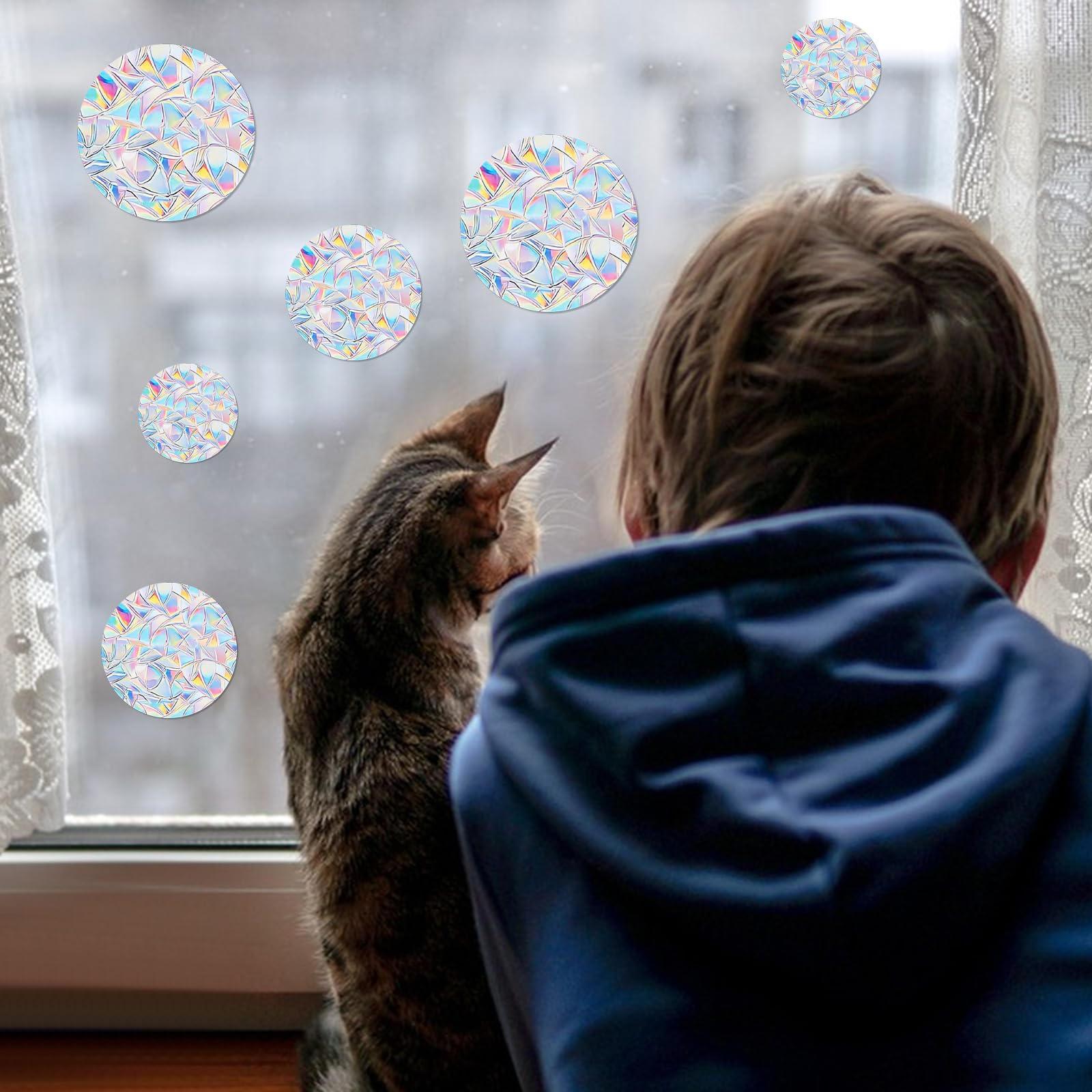 

26pk Round Prism Window Stickers - Rainbow Suncatcher & Bird Protection Film