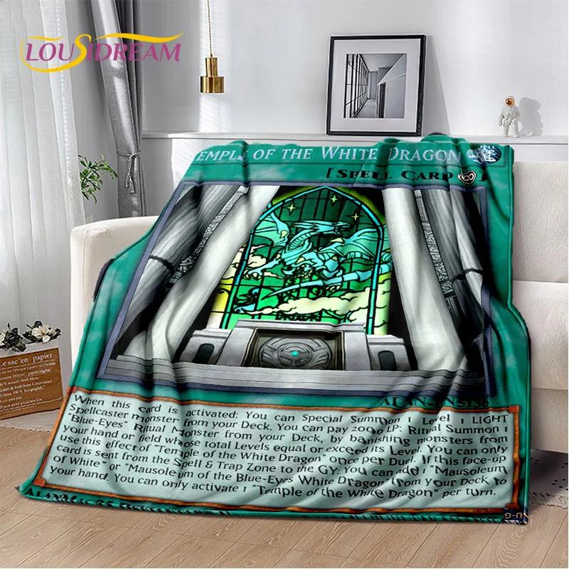 Monster Gold Card Cartoon Yu-Gi-Oh Anime Blue Eyes Dragon Game Soft Flannel Blanket for Bed Bedroom Sofa Picnic,Outdoors Leisure