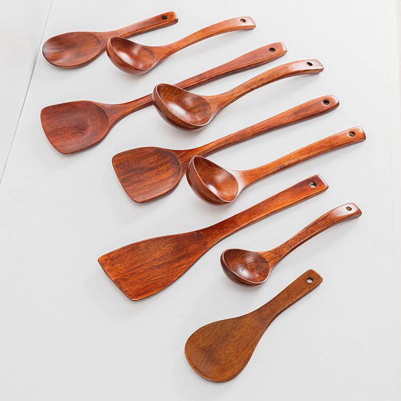 Wooden Shovel Spoon Non Stick Wood Long Rice Spatula Kitchen Cooking Utensil Hand Stir Fry Tools Sets Cooker Pots Mini