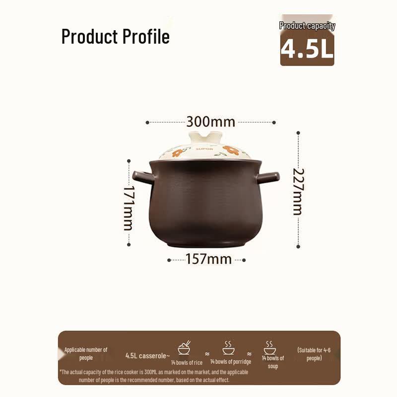 SUPOR LeXiang 3 Series 4.5L Ceramic Casserole Soup Pot