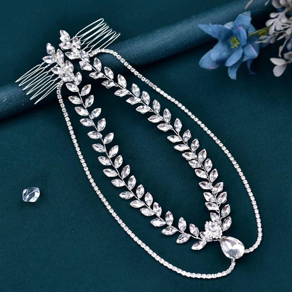 Shining Bride Forehead Head Chain Rhinestone Pageant Tiara Wedding Rhinestone Headband  Woman