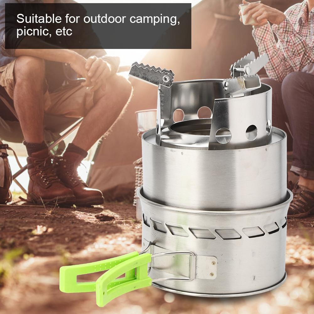 Outdoor Camping Equipment Windproof Wood Stove Cooking Stainless Steel Movable Oven Gas Cooker