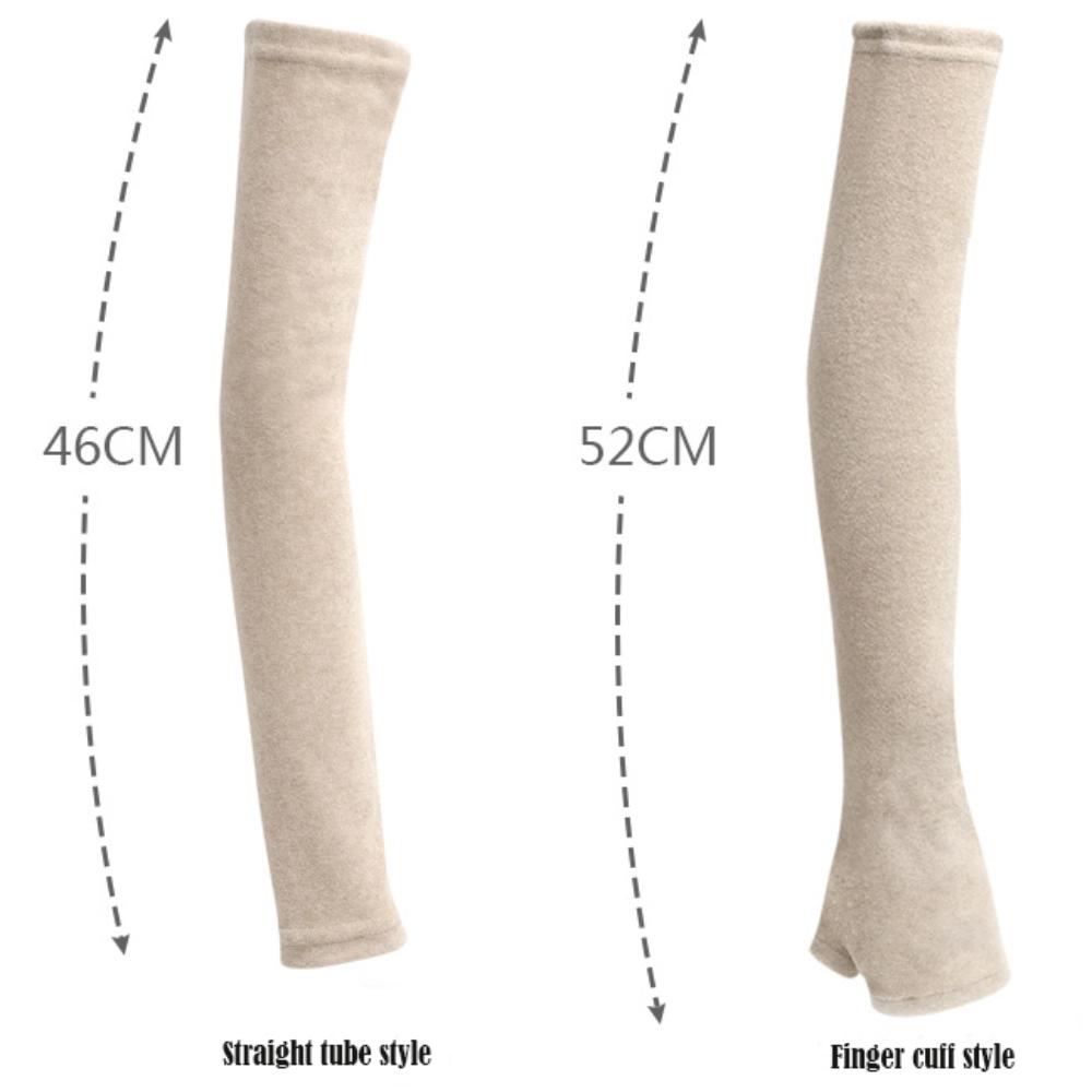 1Pair Winter Cycling Arm Sleeves Thickened Cold-proof Plush Women Men Winter Sleeves Thumb Hole Fingerless Thermal Arm Warmers