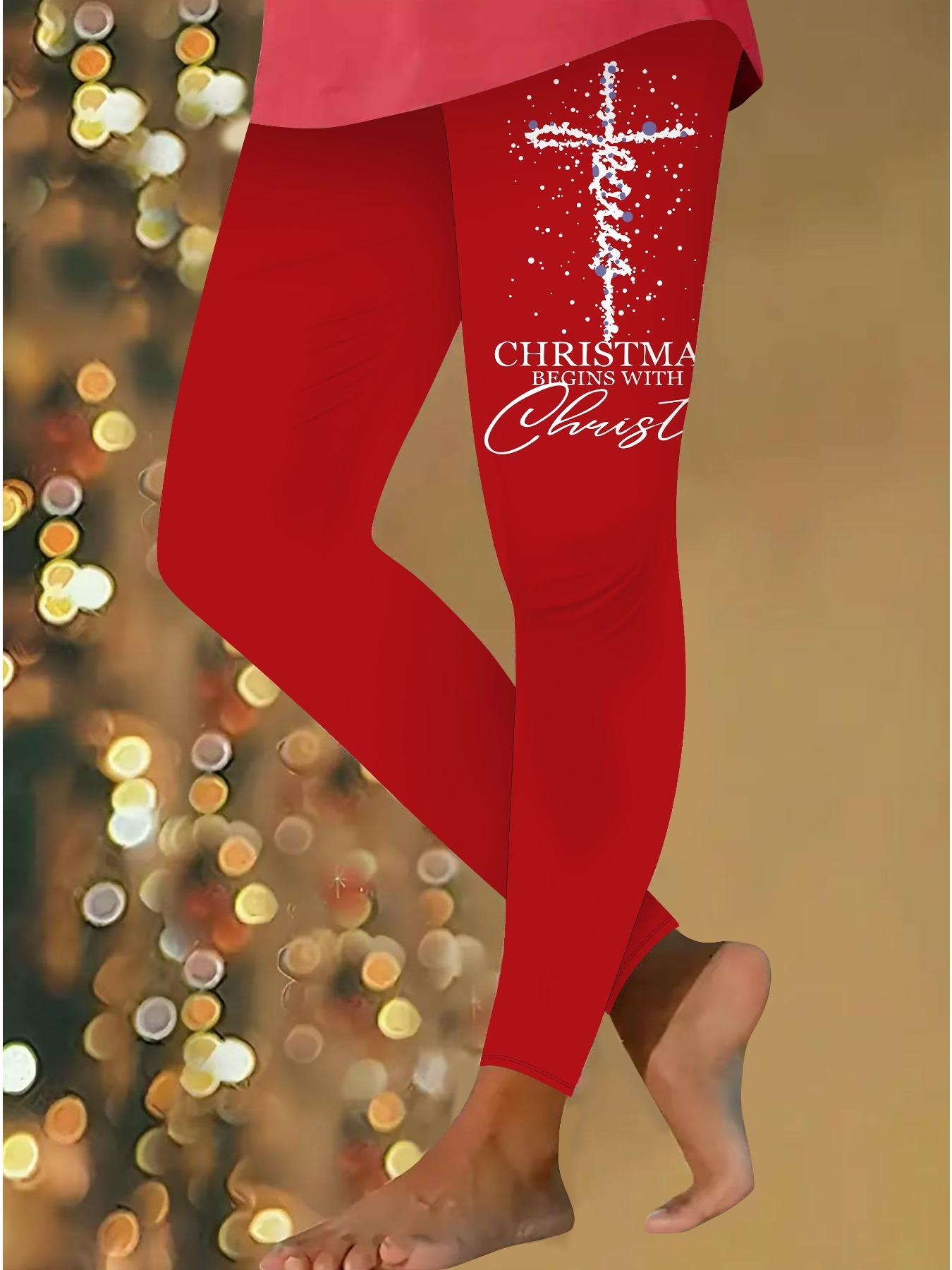 

Жіночі різдвяні легінси для йоги з принтами, еластичні, для фітнесу, бігу, спортзалу, активного відпочинку XXL червоний