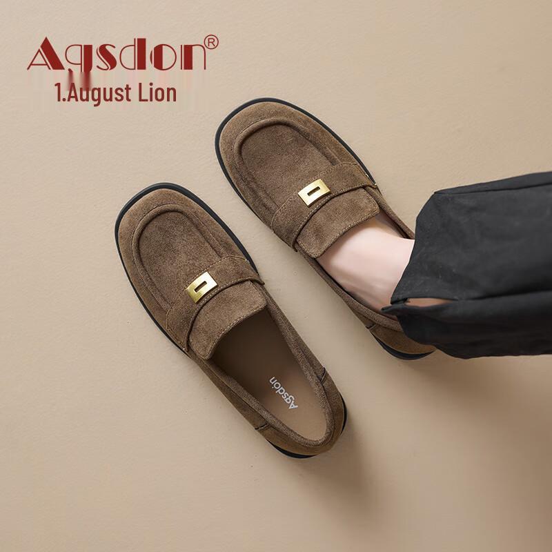 Agsdon Women s Suede Retro Slip-On Loafers 36