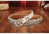 Ethnic Style Retro Rivet Leather Belt with Rhinestone Inlays for Women