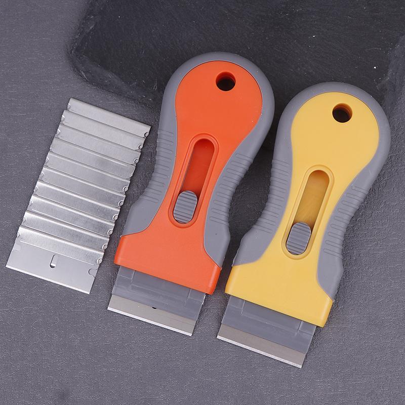 1 Zestaw Ostrzy do Usuwania Kleju z 10 Ostrzami, Nóż z Teleskopową Regulacją, Narzędzie Skrobak do Czyszczenia do Usuwania Etykiet, Naklejek, Farby