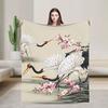 Chinese Style Crane Warm Soft Blankets Kids Adult Plush Throw Blanket Print Home Decor Flannel Bedspread Sofa Bed Cover