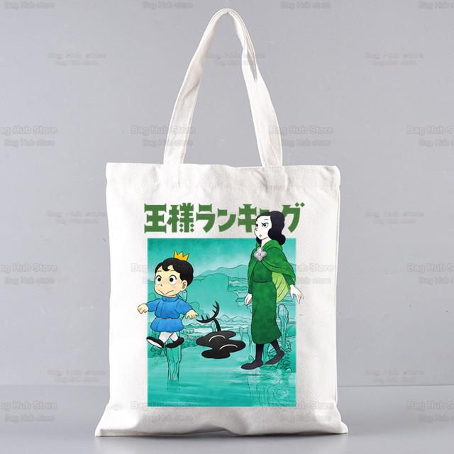Bojji Shopper Bag Print Japanischer Anime Ousama Ranking Canvas Tragetasche Handtaschen Damen Ranking of Kings Tasche Harajuku Umhängetaschen