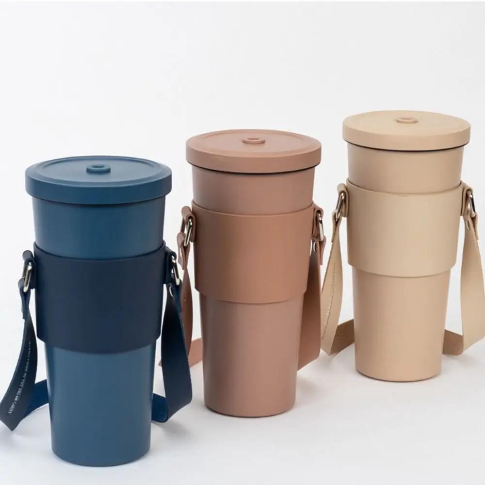 With Strap Water Bottle Handle Shoulder Strap Universal PU Leather Water Bottle Sling 30-40oz Bottles Coffee Mug Accessory for