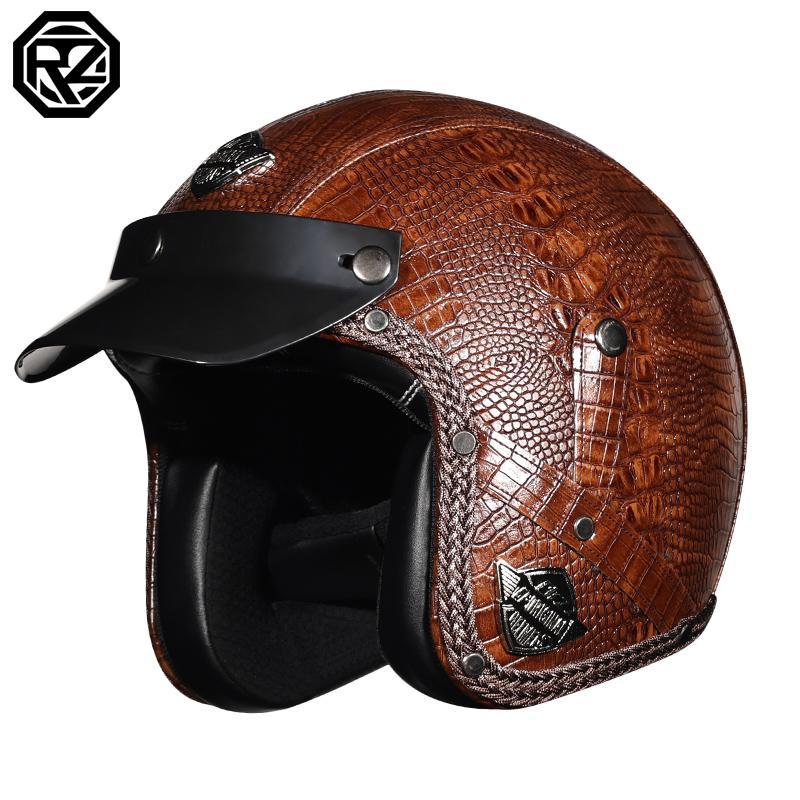 

Ретро Мотоциклетный Шлем PU Кожа Открытый 3/4 Чоппер Велосипедный Шлем CapacetСертификация DOT XXL