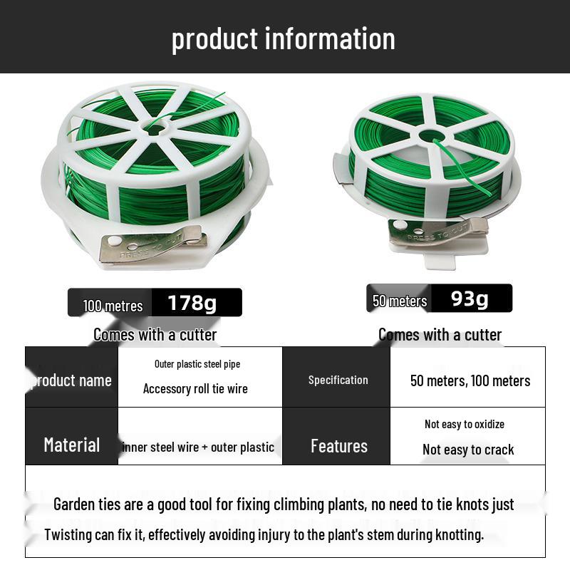 Green Plant Tie Wire for Gardening - Secure Flowers, Roses, and Vegetables