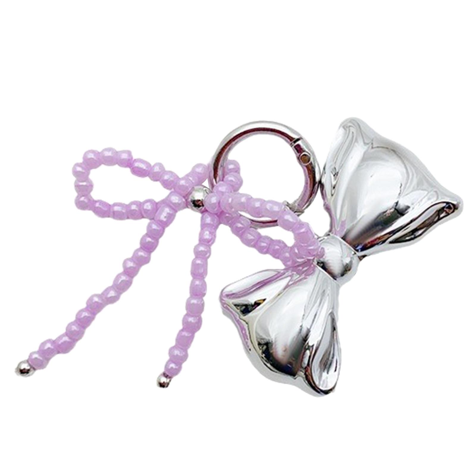 

Стильный брелок-бантик с бусинами, подвеска в виде бабочки-бантика для женских сумок и рюкзаков, красочный брелок-украшение фиолетовый