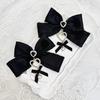Set of 2 Black Beaded Heart Charm Ribbon Clips, Lolita, Gothic Lolita, Hair Clips, Hairpins, Hair Accessories [Used]