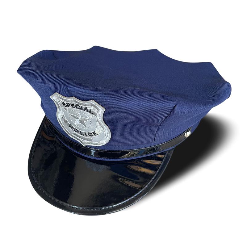Chapeau de police Cosplay de personnage d'anime, uniforme de policière adulte noir et sexy, accessoires d'Halloween, chapeau octogonal à sommet plat.