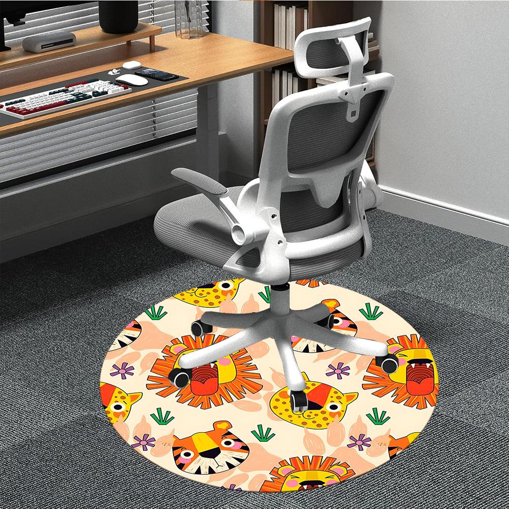 1pc Jungle Animals Carpet for Office Non-Slip, Round Carpet, Soft & Comfortable, Carpet for Office, Lightweight Round Floor Mat