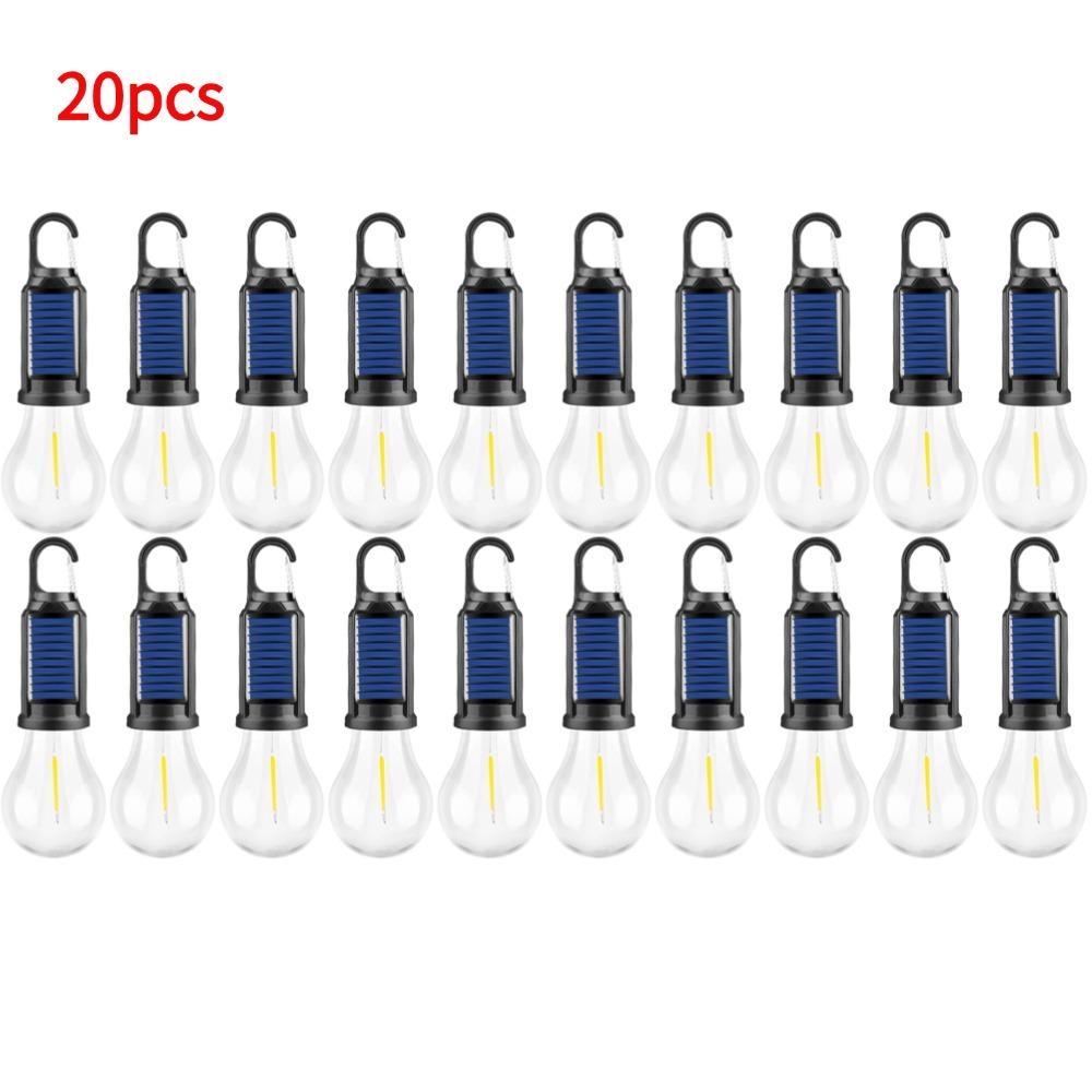 Outdoor Solar Powered LED Lamp Bulbs USB Charging Camping Light Portable Night Light Waterproof Flashlight Hook Up Handheld Lamp