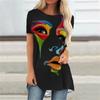 Fashion Cartoon Portrait 3D Print Women T-shirt With O Neck White Short Sleeve Women Clothes Leisure Summer Tops Pullover