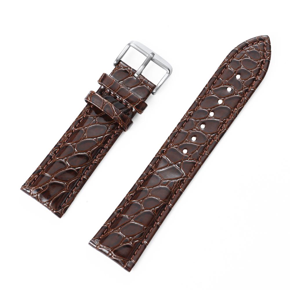 Vintage Black Brown Handmade Crocodile Pattern Leather Strap Ultra Thin 12 14 16 18 19 20 21 22MM Men Genuine Leather Watch Band