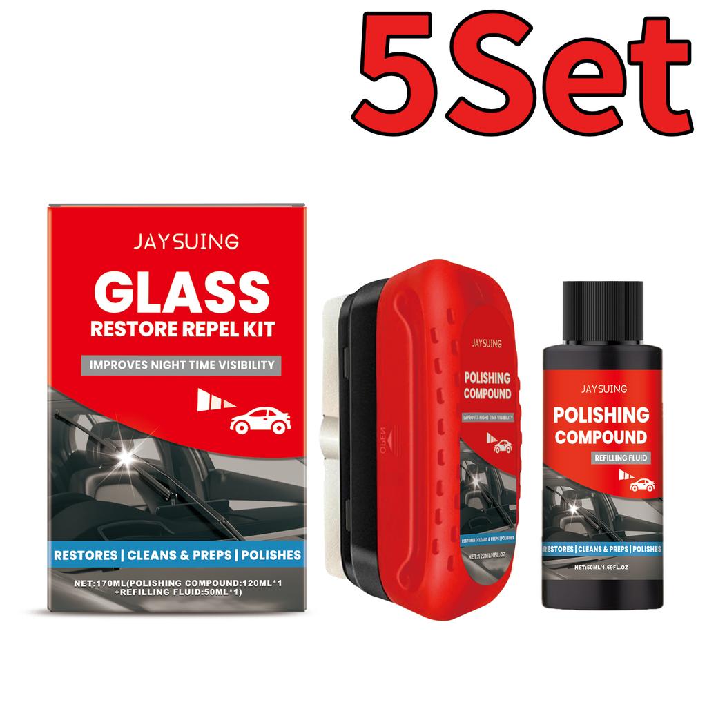 Car Glass Oil Film Remover With Supplements Kit Auto Windshield Glass Dust Removal Polishing Hydrophobic Cleaner Care Care