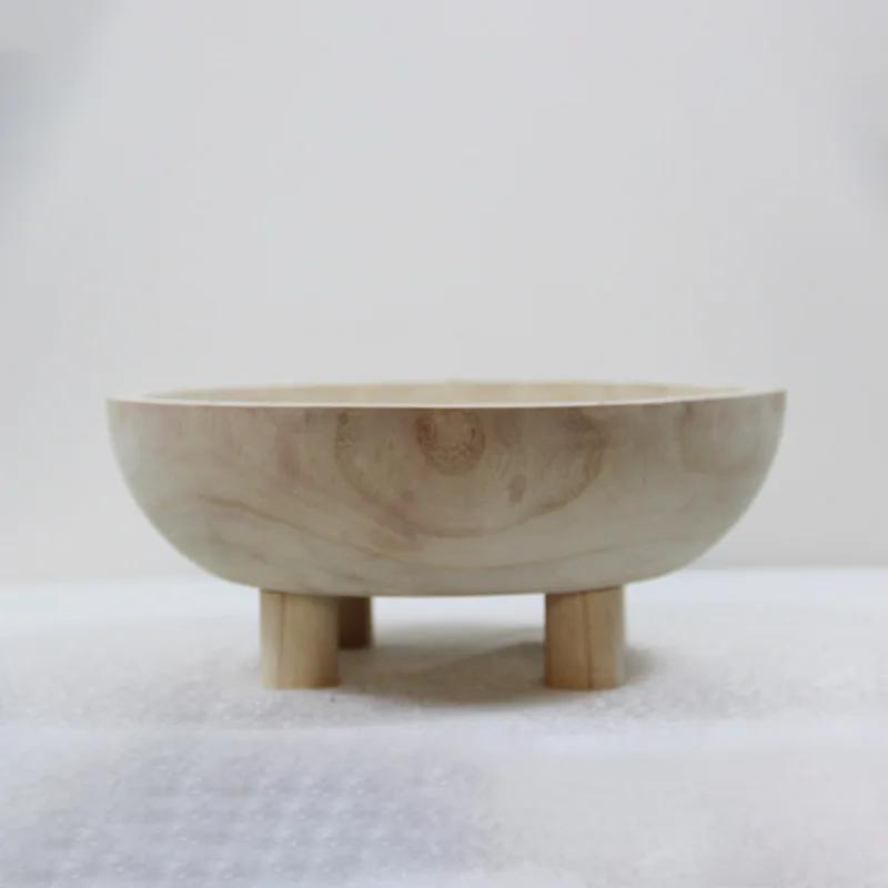 Wabi Wind Paulownia Wooden Plate Home Decoration Ornament Wooden Pallet Storage Plate Homestay Solid Wood High-end Fruit Plate