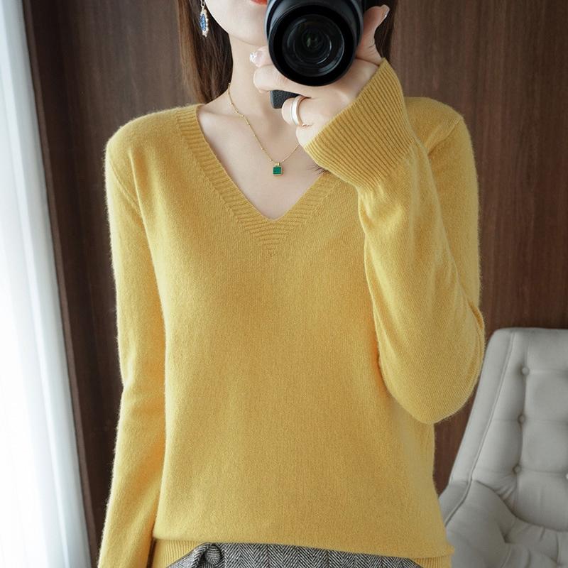 

Женская рубашка с v-образным вырезом, пуловер, свитер, вязаный кашемировый модный свободный джемпер, зимний топ XL