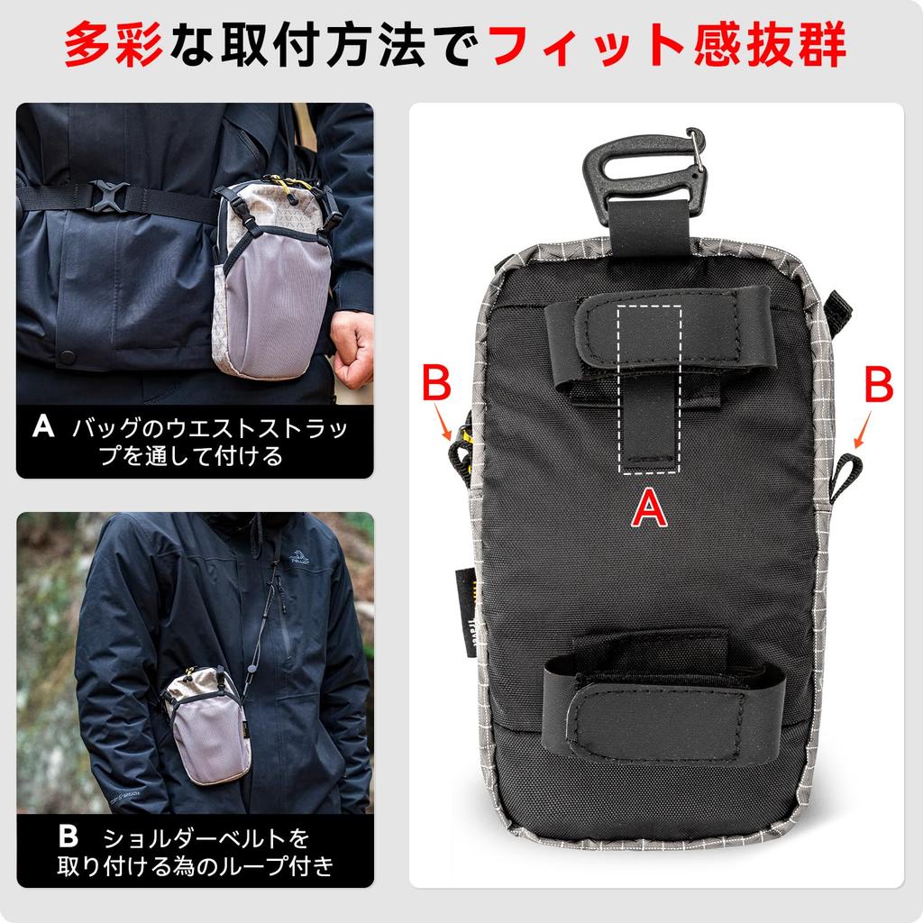 Large Capacity Smartphone Belt Backpack Carabiner Easy to Interior Mesh Waterproof Ideal for Outdoor and Work Men's Pouch, Pouch, Pouch, 3-Way