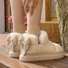 Bow Knot Short Ankle Snow Boots Women Winter Plush And Thick Insulation Waterproof Cotton Household Shoes Home Slipper Women