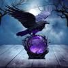 "Raven's Moonlight" Gotische Led Lamp – Mysterieuze Kraai Op Gloeiende Bol Sculptuur, 3D Holle Lantaarn Met Violet Licht