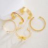 IF ME 5 Pcs/Set Vintage Gold Color Flower Bracelet for Women Fashion Retro Geometric Metal Open Bangle Charm Party Jewelry Gifts