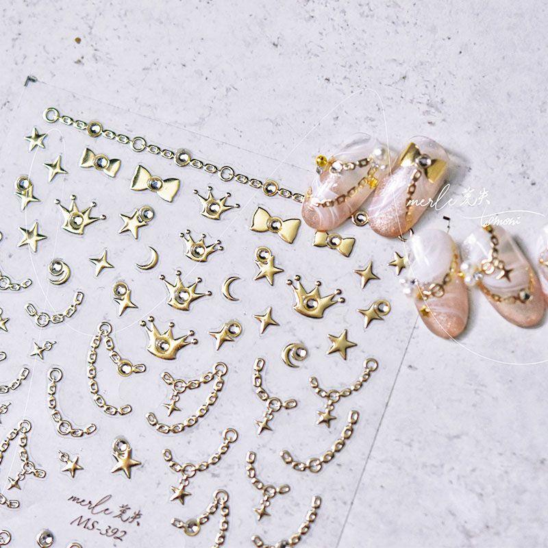 

Bright Crystal Bronzing Silver Chain Nail Art Sticker Tomoni Embossed Adhesive 5D XINGX Nail Sticker Nail Ornament New bronzing chain 392