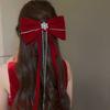 1pc Elegant And Gorgeous Snowflake Bow Imitation Pearl Rhinestone Tassel Women's Hair Clip Wedding Party New Year Hair Accessories Christmas Gift