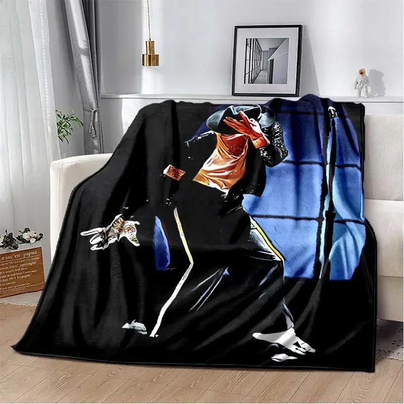 Custom Pop Music Michael J-Jackson Printed Flannel Blanket , Warm Soft Cozy Blanket Flannel Livingroom Home Decor Birthday Gi