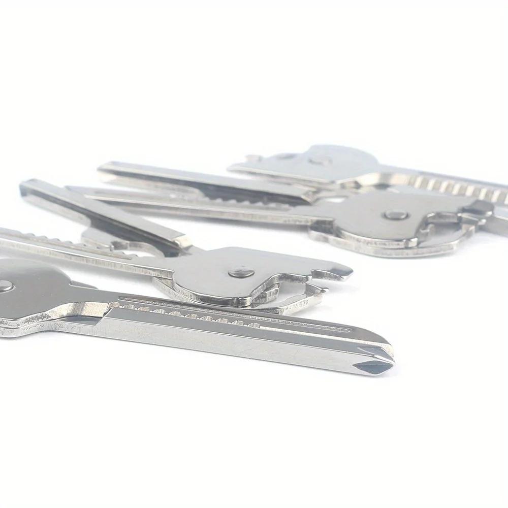 1ks Nový 6 v 1 Klíčový nůž Outdoorová nerezová multifunkční EDC pomůcka Otvírák na láhve Šroubovák Přenosná kombinace