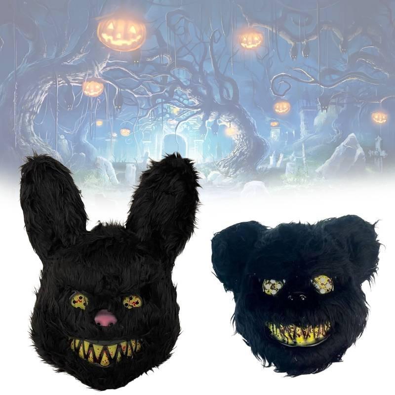 Eared Long Rabbit Bear Plush Mask Horror Headgear Prop Accessories Halloween