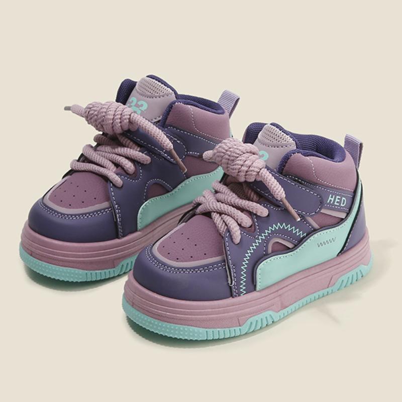 

Детская спортивная обувь, весенне-осенние повседневные кеды для мальчиков, высокие кеды для девочек, детская обувь на мягкой подошве 27 фиолетовый