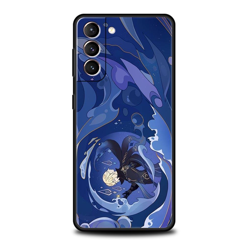 Genshin Impact Cartoon Logo Phone Case For Samsung Galaxy S23 Ultra S22 S21 S20 FE 5G S10 S10E S9 S8 Plus Note 20 Silicone Cover