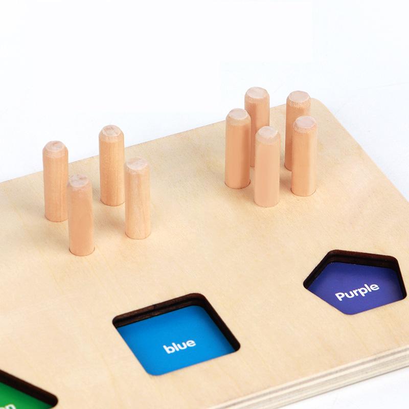 Montessori Wooden Sorting Stacking Toys Shape Color Sort Block Puzzles Toddler Geometric Stacking Toys for Baby Early Education
