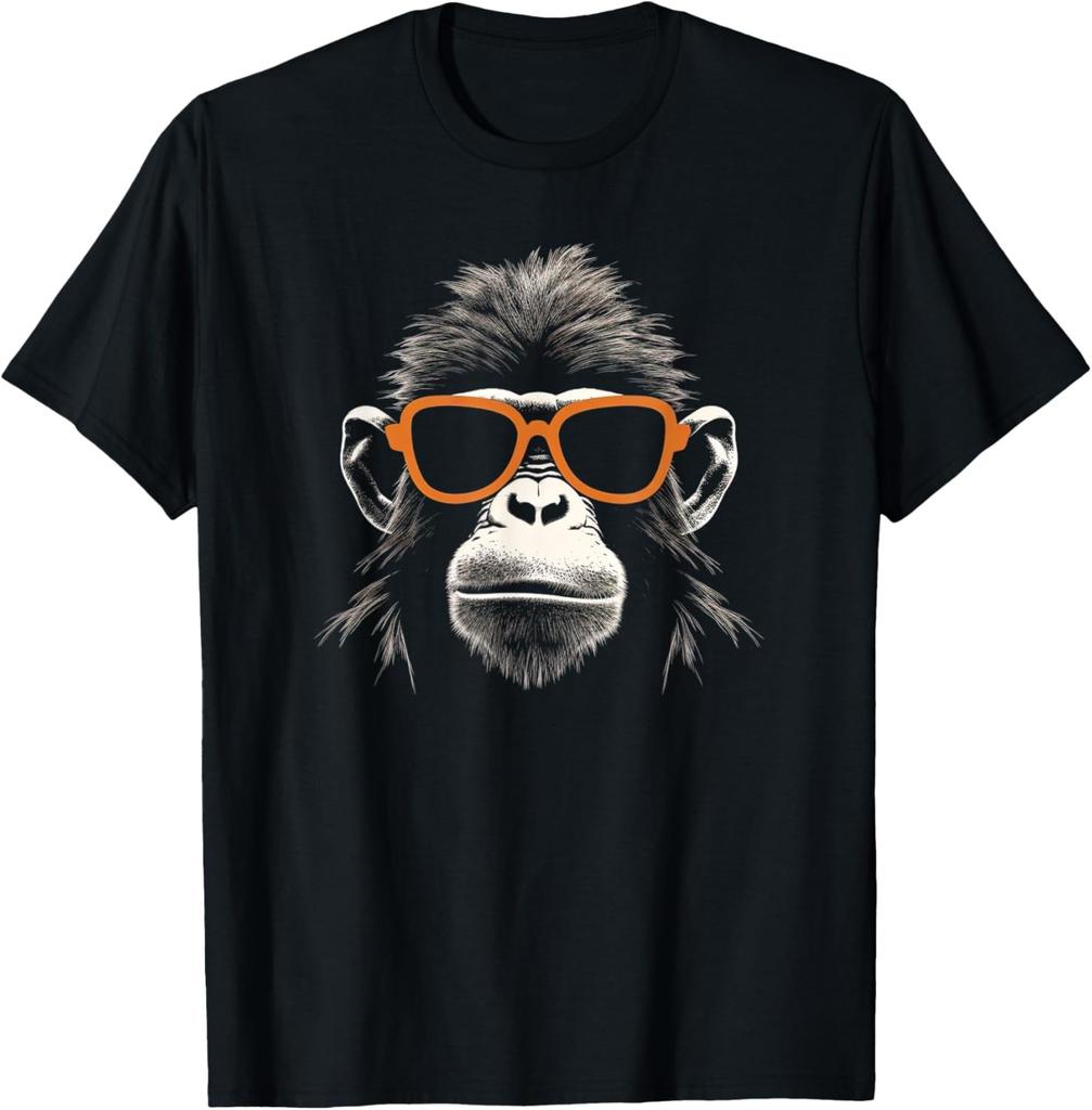 Cooles Affengesicht mit Retro-Sonnenbrille Schablone Kunst Gorilla Gesicht T-Shirt