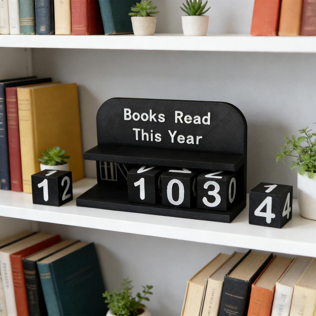 Bookish Track Shelf Ornament with Clear Text and Numbers Book Counting Ornament Display for Desk Office Bookshelf Decoration