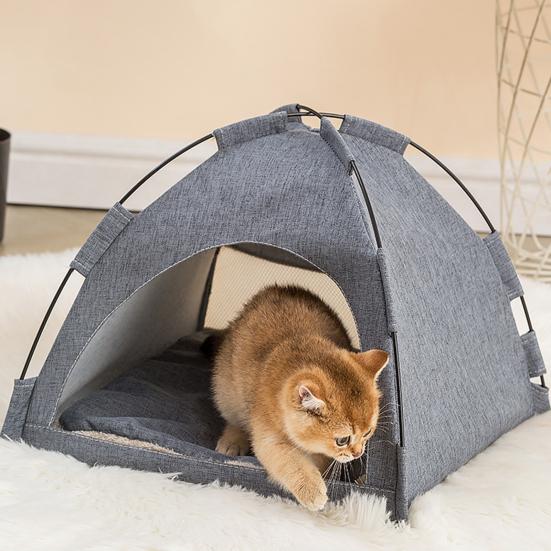 Tent Cat Bed Spacious Ventilated Cat Tent Hide Cave Semi-Enclosed Cat Bed with Removable Washable Mat for Summer All Seasons