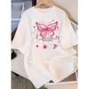 Y2K Roze Vlinder Grafisch T-shirt Dames Casual Ronde Hals Korte Mouw Vlinder Quote Print Top