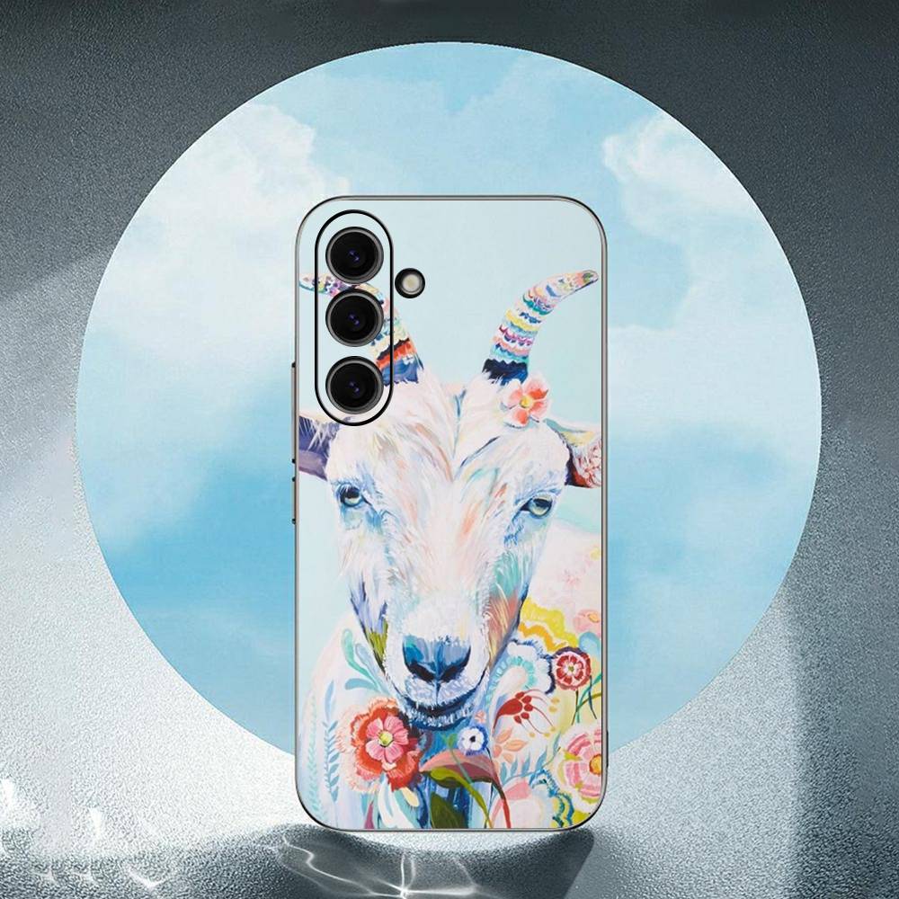 Animal Head Wearing Flowers For Samsung Galaxy S23 S24 S25 Ultra S22 Plus S21 Black Soft Case Waterproof Soft Case