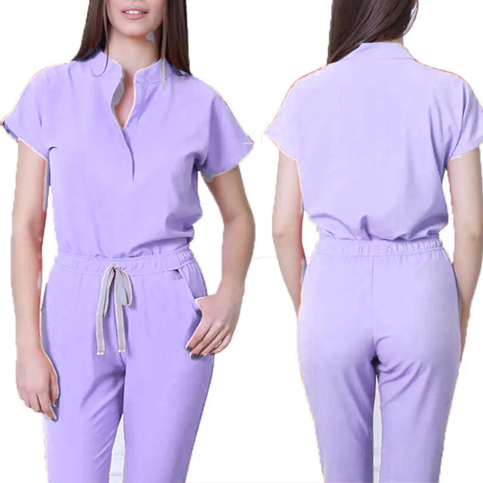 

Женская свободная и удобная рабочая одежда с V-образным вырезом и короткими рукавами, с несколькими карманами и комплектом костюма для красоты S