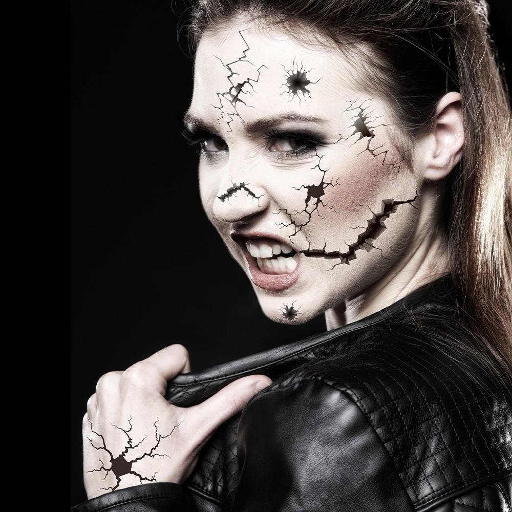 10 pièces Maquillage Corporel Halloween Autocollants Tatouages Toile d'Araignée Imperméable Tatouages Maquillage Performance