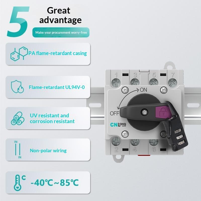4P Din-Rail Mount Dc Isolator Rotary Switch 32A Dc 1200V Rotating Handle Disconnect Switch For Pv Distribution Box
