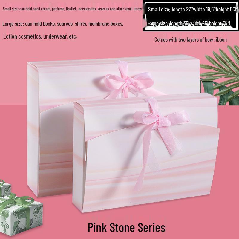 Custom Pearlescent Bow Ribbon Gift Box for Silk Scarves, Pajamas, and Shirts