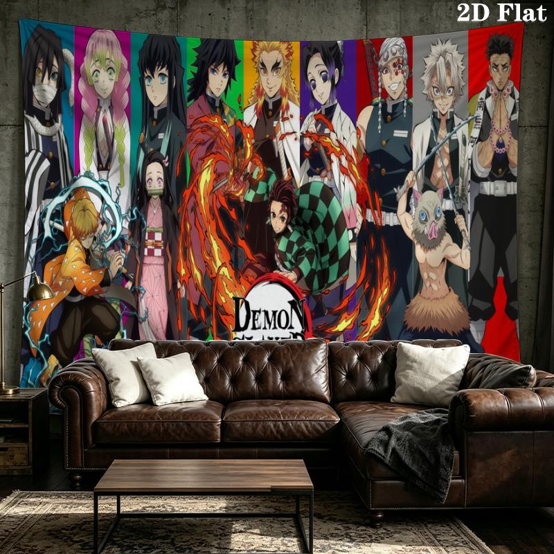 Demon Slayer Series Wall Tapestry Aesthetic Wall Hanging Printed Fabric Blanket Decorative Tapestries for Bedroom Living Room Home Decor