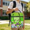 Kawaii  Cartoon Invaders Zims Insulated Lunch Bags Cooler Bag Reusable,Meal Container  Portable Tote Lunch Box  College  Travel
